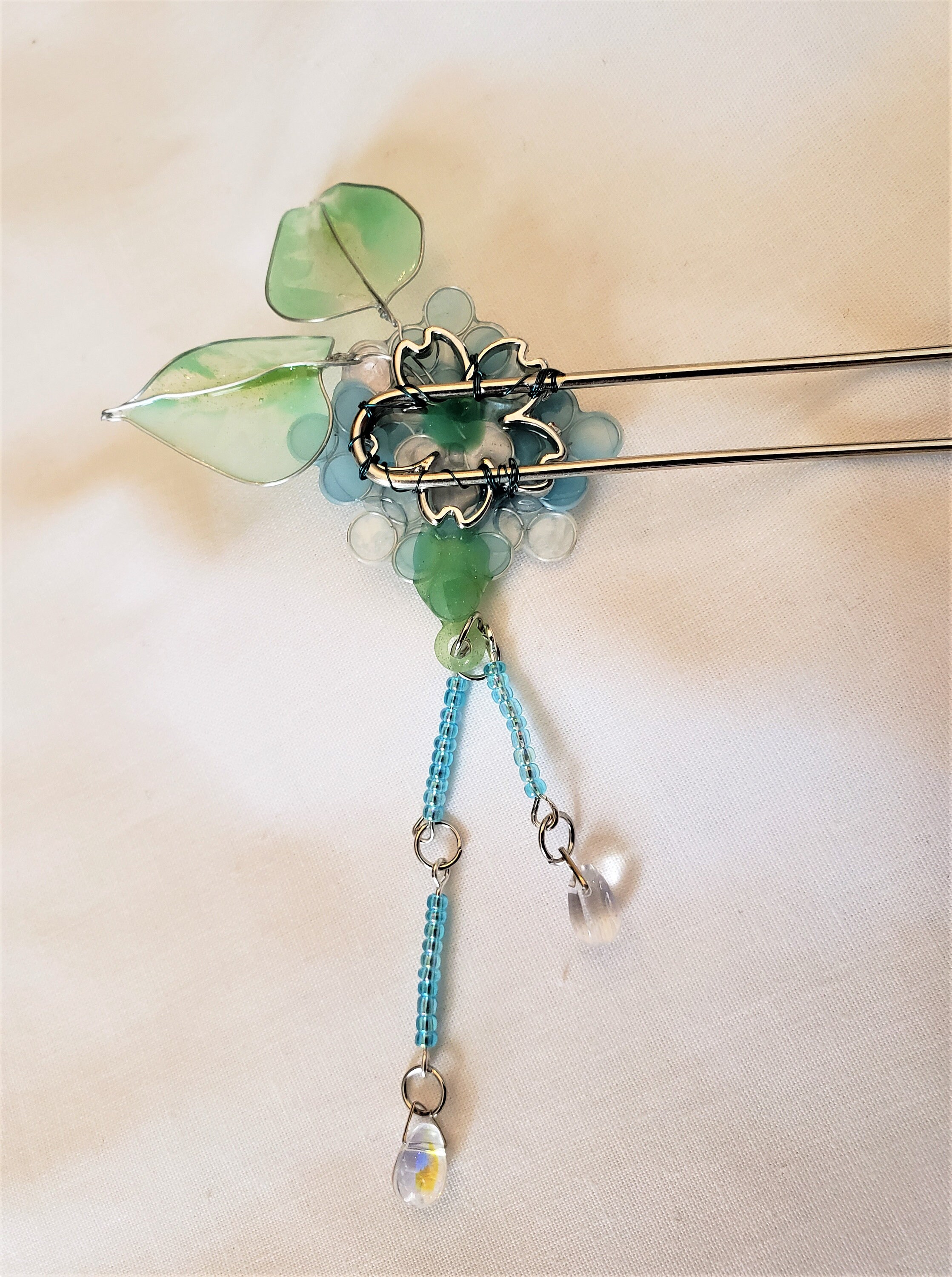 Blaue und silberne Hortensie Haarnadel Hanfu inspiriert | Etsy