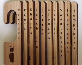 UPDATED! Ladies Single-Sided - Western Red Cedar Closet Organizers Hang-Ups - Solid Wood - Engraved