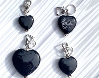 Onyx gemstone Heart Pet Charms