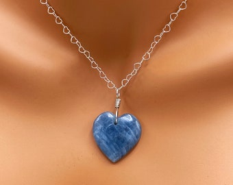 Aquamarine Heart Pendant and Sterling Silver Necklace- handmade jewelry semiprecious, gemstone, semiprecious