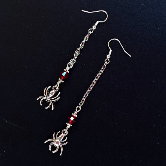Spider earrings with Swarovski crystals for Halloween earrings dangle earrings jewelry
