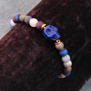 Druzy Agate & Howlite Skull Bracelet: 24K Gold Vermeil Sterling Silver