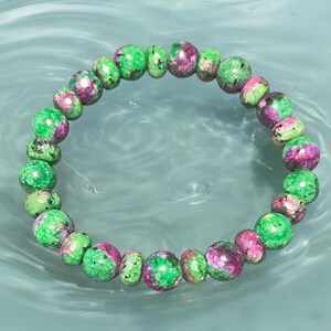 genuine Ruby Zosite Chunky Beaded stretch bracelet, semiprecious, crystal, gemstone, handmade jewelry