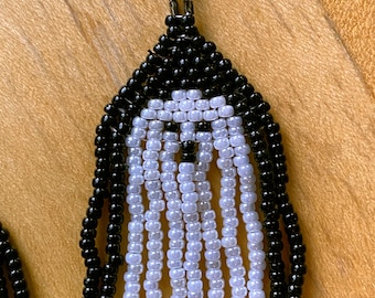 glass seed bead Halloween ghost fringe earrings