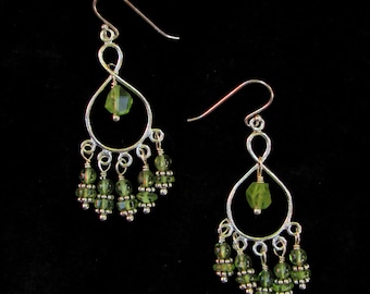 Genuine Peridot Sterling Silver Dangle Earrings: Semiprecious Green Jewelry