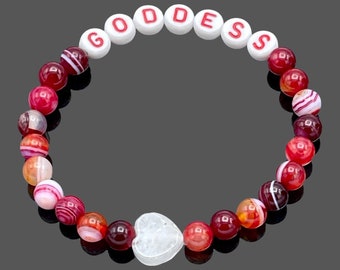 Armband rode agaat godin met kwartshart