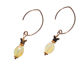 Ethiopian Opal Butterfly Dangle Earrings - 14kt Gold Fill