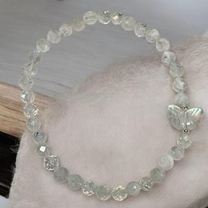 genuine Moonstone butterfly bracelet beaded gemstone, crystal, semiprecious, handmade jewelry