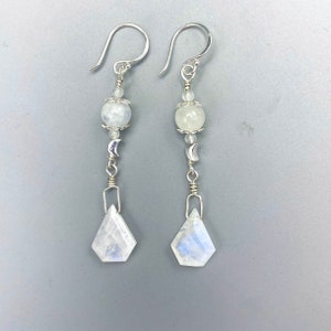 Moonstone gemstone With Sterling Silver Drop Earrings