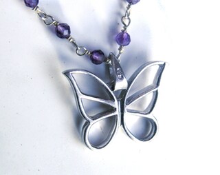KINGWHYTE Collana In Argento Sterling 925 Con Ciondolo Farfalla E Ametista – Gioiello Regalo Per Donne E Ragazze