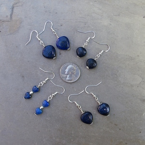 Lapis Lazuli Edelstein Herzen und Sterling Silber Ohrringe