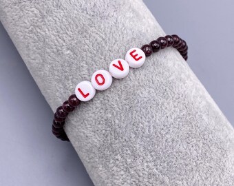 Garnet gemstone love Bracelet, semiprecious, crystal, January birthstone, handmade jewelry