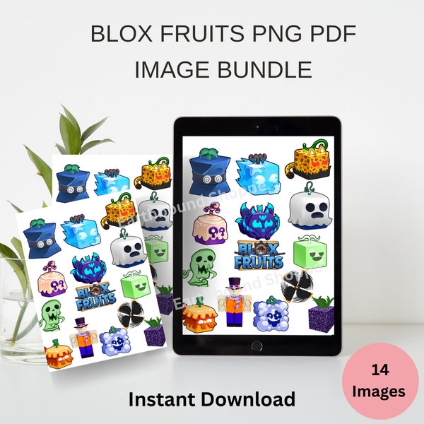 Blox Fruits Roblox PNG 14 image bundle, fruits blox, Roblox png, images de haute qualité jeu pour enfants roblox imprimable téléchargement immédiat