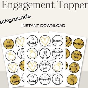 Er bat, sie sagte Ja, Cupcake Toppers, Verlobung Cupcake Toppers, Verlobung Party Dekor, druckbare Cupcake Toppers, Diamantring pfd