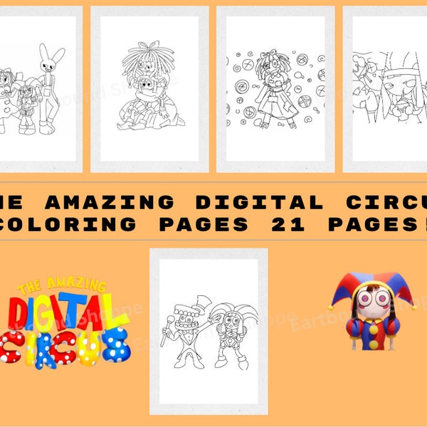 The Amazing Digital Circus 22 Printable Coloring pages, Pomni, Jax coloring pages, kids steam pages, Digital Circus printable, homeschool