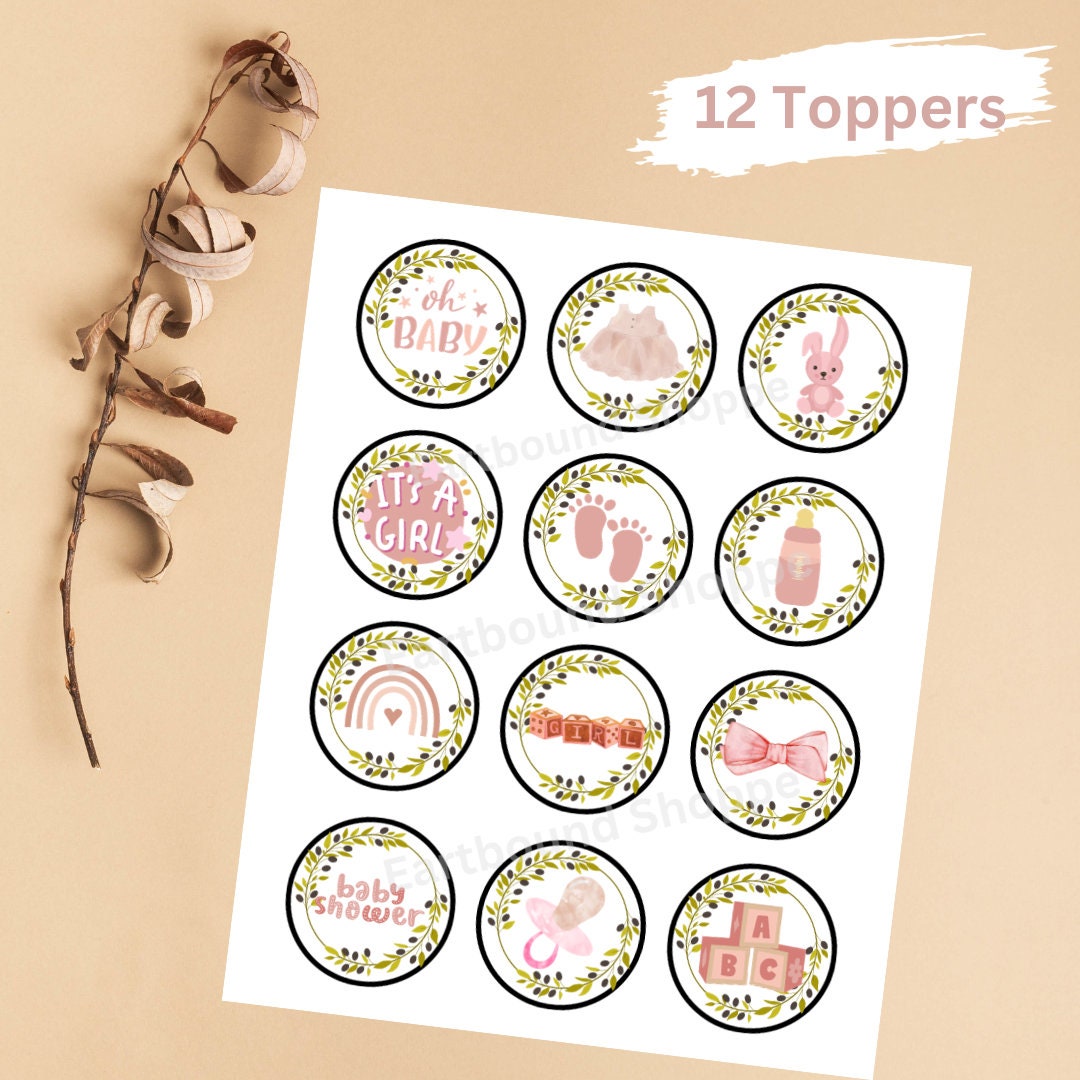 Baby Shower Cupcake Toppers Greenery Cupcake Toppers Baby - Etsy