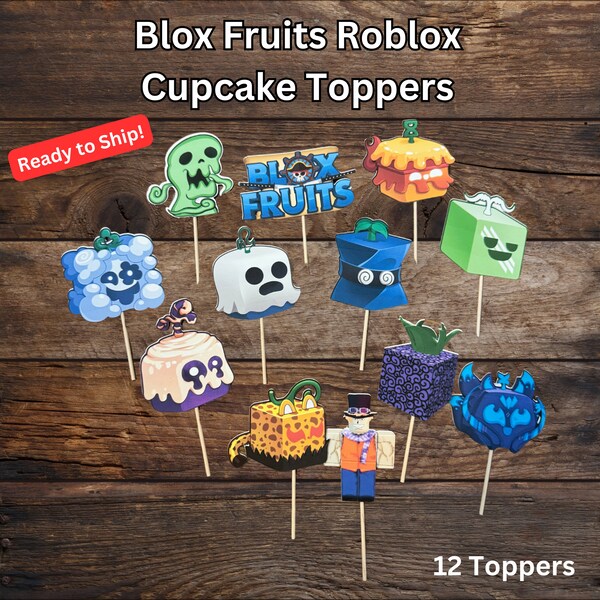 Roblox Blox Fruits Cupcake Toppers Physical 2 inch, ready to ship, Roblox Blox Fruit cupcake toppers, birthday party decor,Roblox birthday,