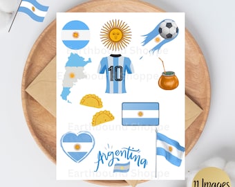 Argentina Flag, Sun Printable PNG Files, Clipart, Argentine, Digital Download, Argentina Party, Soccer, Messi, Mate Party Futbol, 11 Images