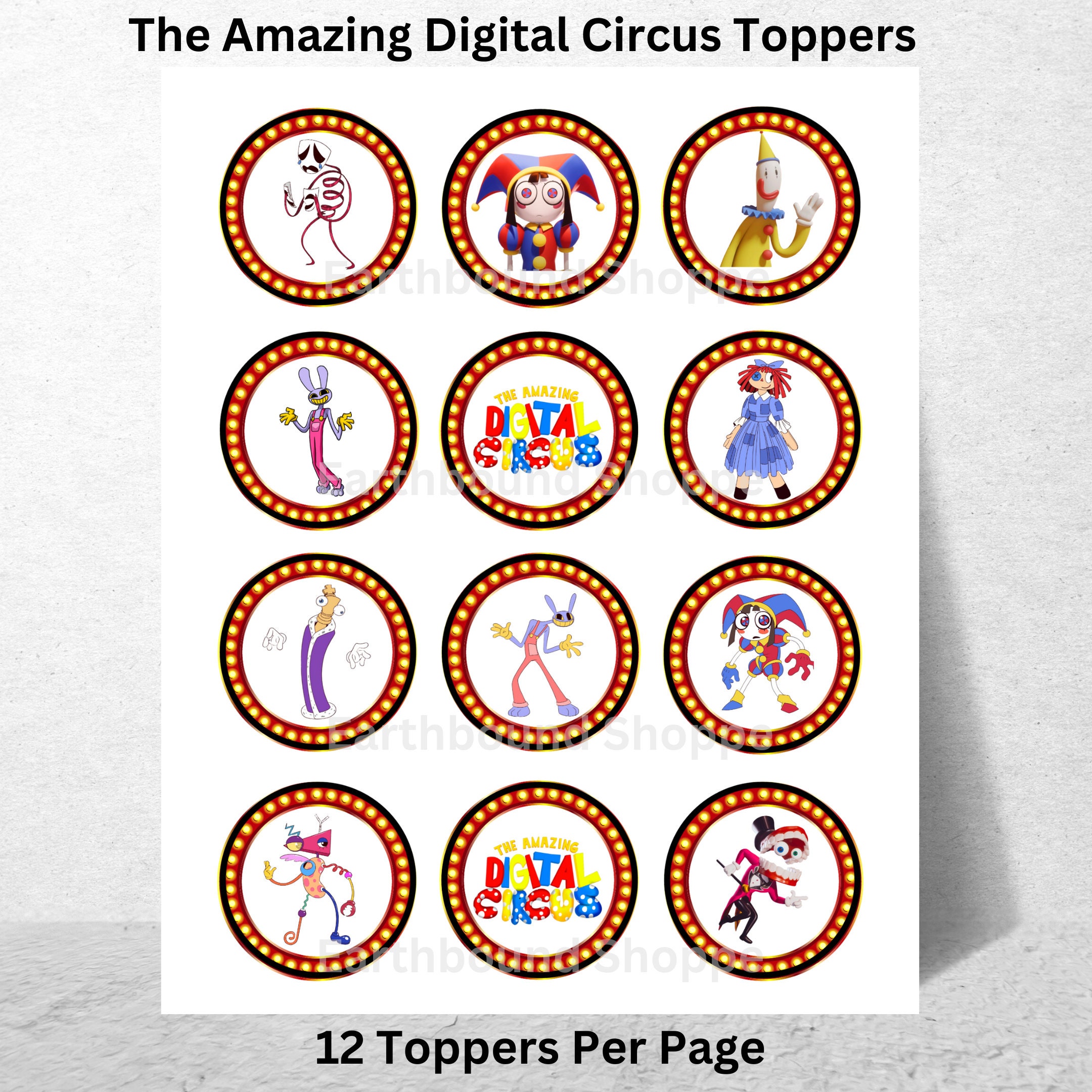 The Amazing Digital Circus Printable Cupcake Toppers, Digital Printable
