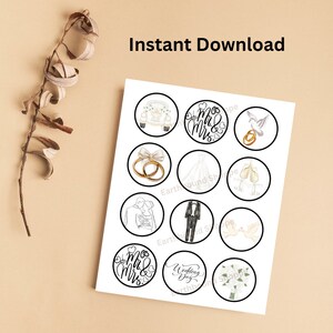 Wedding Cupcake Toppers, Printable Cupcake Toppers, Favor Tags, Wedding ...