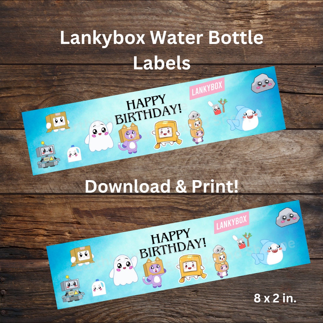 Lankybox Printable Water Bottle Labels Instant Download Water Etsy