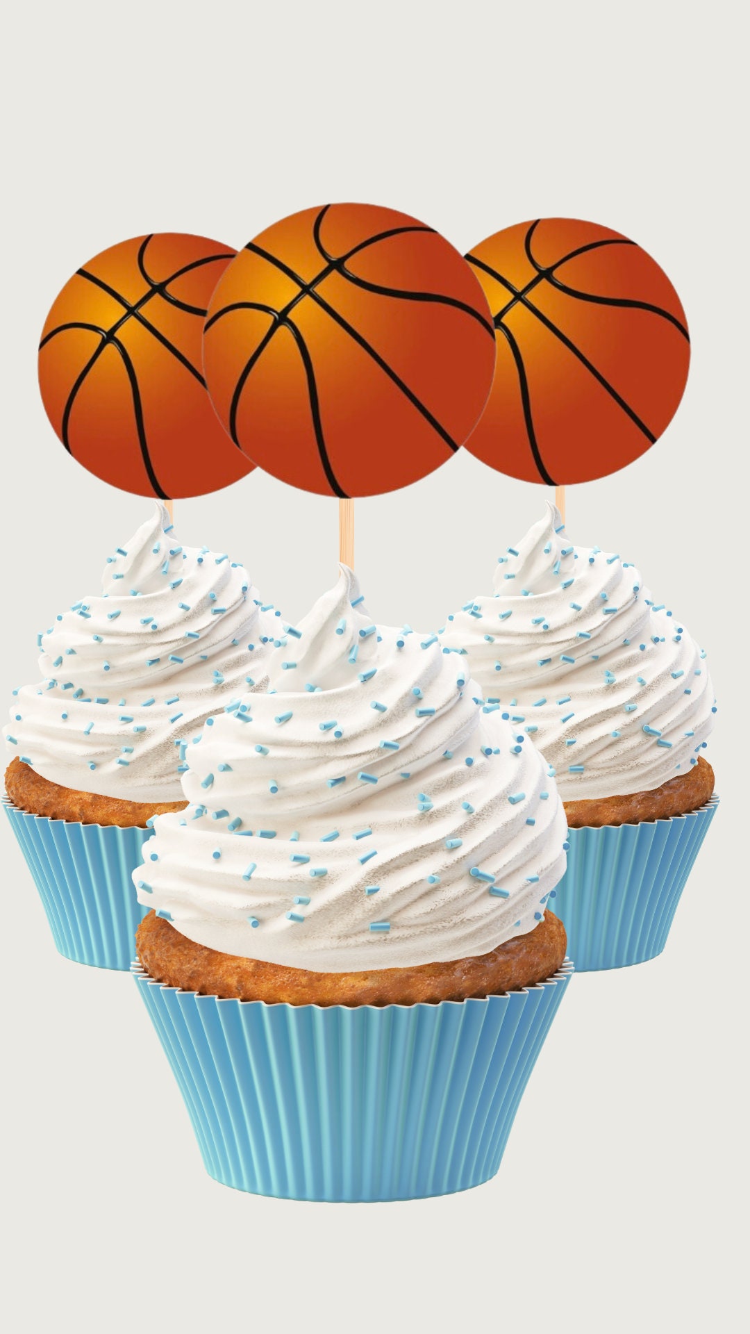 2 Basketball Printable Cupcake Toppers Sports Theme Birthday Party DIY