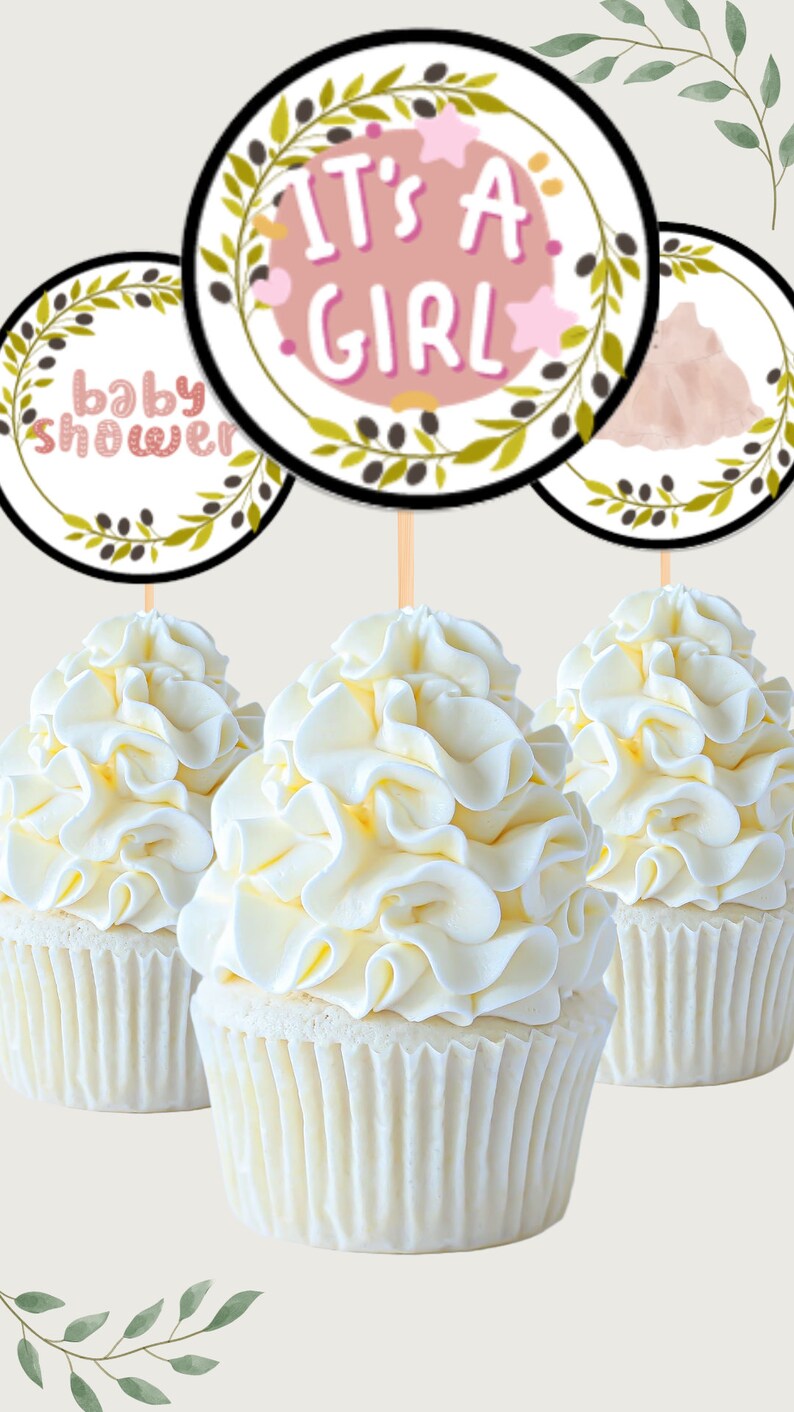 Baby Shower Cupcake Toppers Greenery Cupcake Toppers Baby - Etsy