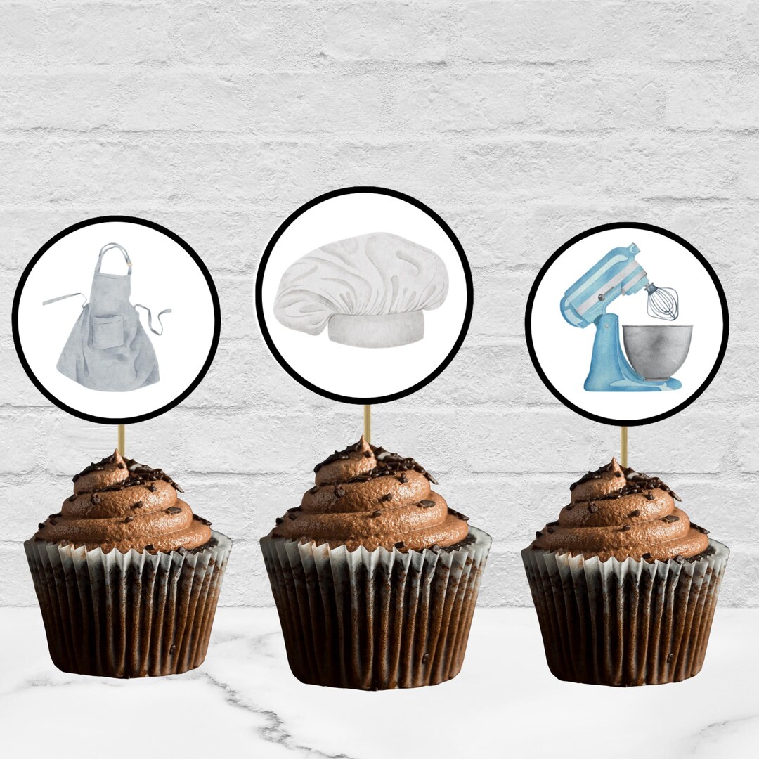 Baker Digital Cupcake Toppers, Baking, Chef, Cook, Spatula, Class ...