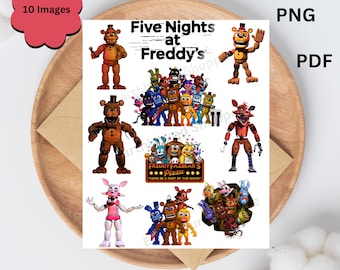 Fünf Nächte bei Freddys PNG-Bundle, PDF-Dateien, Fünf Nächte bei Freddys Schneidedateien, sofortiger Download, Kinder Horrorspiele