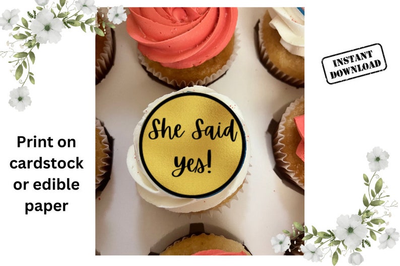 30 Stück Cupcake-Topper 'He Asked She Said Yes' – Glitzernde Verlobungs- Und Hochzeitsdeko, Miss To Mrs Motto, Fertig Montiert