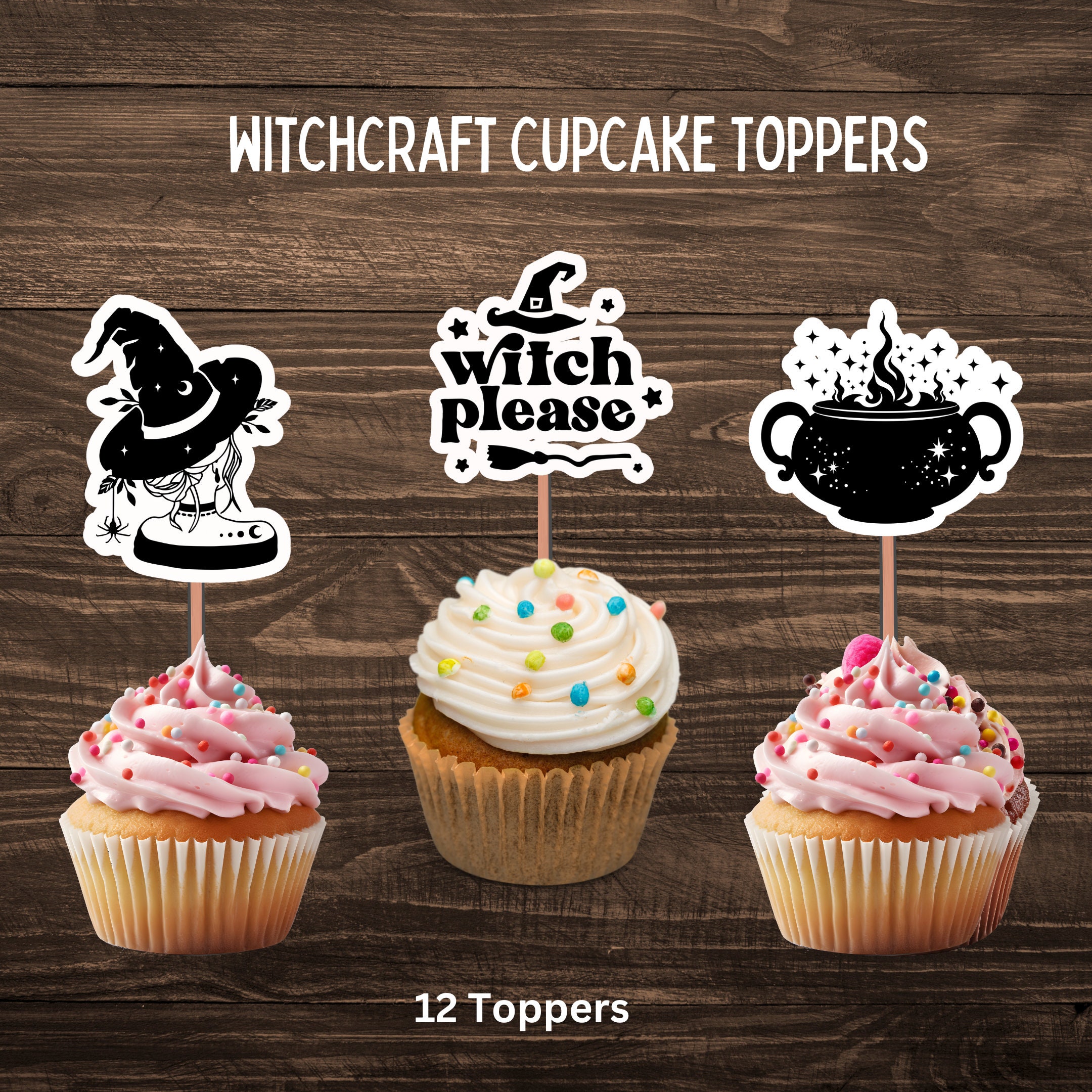 24 X Cupcake-Topper 'Hokus-Pokus' – Halloween-Deko Für Kuchen & Desserts