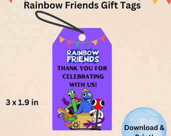 Rainbow Friends Printable Gift tags, birthday party decor, Rainbow Friends png tags, party boys girl party DIY tags, favor tag