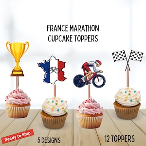 Décorations de cupcakes à vélo, marathon de France, décorations de vélo, compétition de vélo de France hommes, décorations du tour de France, fête du vélo, célébration,
