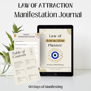 Law of Attraction Manifestation Journal planner, 90 days of manifesting, self help journal, girlfriend gifts, abundance planner 369 manifest