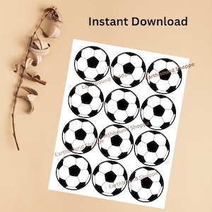 2,5 "Fußball druckbare Cupcake Toppers Sport Thema Geburtstagsfeier DIY druckbare INSTANT DOWNLOAD, Kinder Sport Toppers
