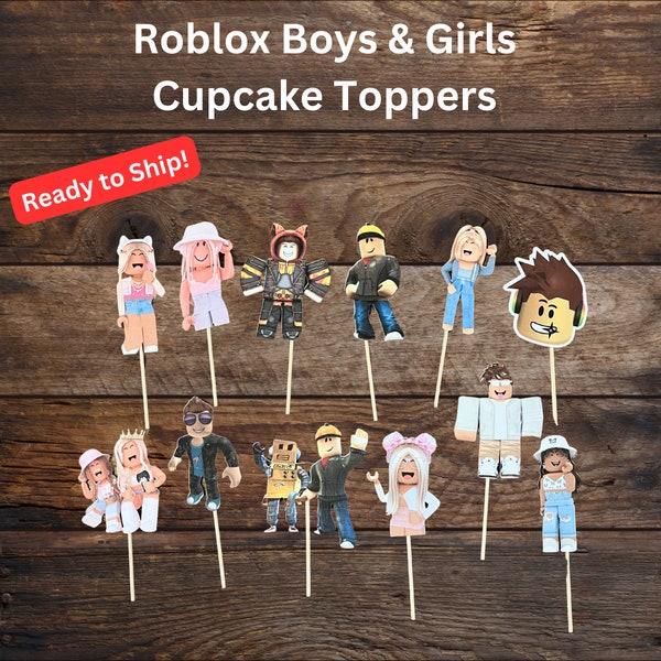 Roblox Girls and Boys Characters Cupcake Toppers Physical 2 inch, ready to ship, Roblox toppers, birthday party decor,Roblox birthday party