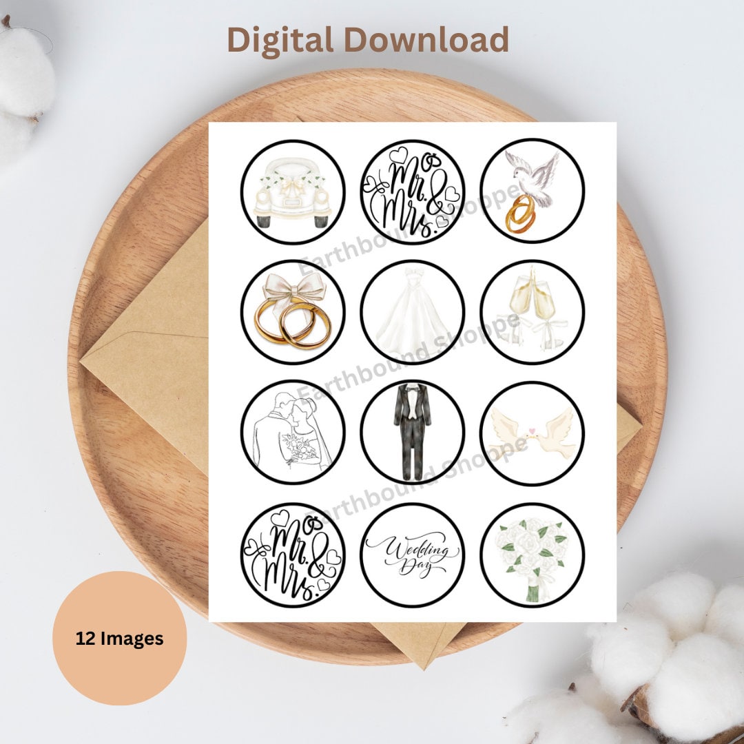 Wedding Cupcake Toppers Printable Cupcake Toppers Favor - Etsy