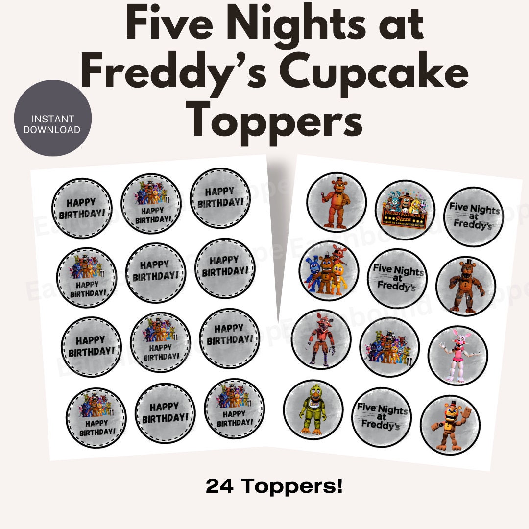 Five Nights at Freddys Cupcake Toppers, Printable Cupcake Toppers, Five ...