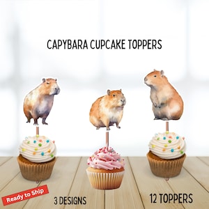 Capybara Cupcake Toppers, Furry Animals Theme, Capybara Birthday, Baby Shower, South American Animals, Rodent Animal Theme, Capybara Family