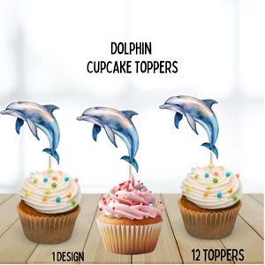 Decorazioni per cupcake a forma di delfino, animali marini, tema vita marina, festa, compleanno bambini, oceano, delfini, marino