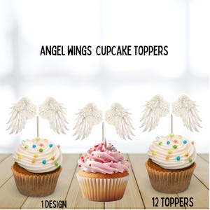 Decorazioni per cupcake a forma di ali d'angelo, decorazioni commemorative, funerali, ali d'angelo in cielo, ali bianche, ali per ricordi d'amore, perdita, celebrazione della vita