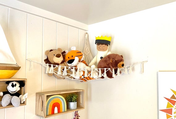 Macrame Toy Hammock With Fringe, Corner Hammock, Kids Room Storage, Boho  Storage, Stuffed Animal Hammock more Colors 