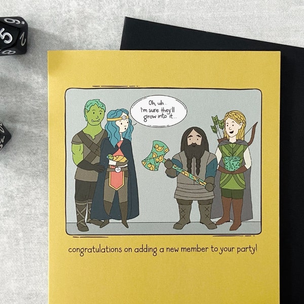 Felicitaciones al nuevo bebé - Tarjeta de bebé D&D/RPG