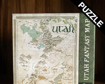 Utah Fantasy Map Puzzle - puzzle de 500 pièces - art cartographique, carte RPG - cadeau fantastique, cadeaux geek, cadeaux nerd, cadeaux de maître de donjon, cadeaux puzzle