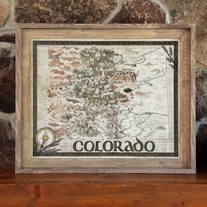 Carte du Colorado - carte fantastique du Colorado dessinée à la main - impression 11 x 14 ou 16 x 20