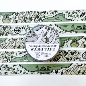 Washi-tape met fantasie-avonturenkaart - voor wereldbouwers, RPG, D&D, fantasieliefhebbers en meer!