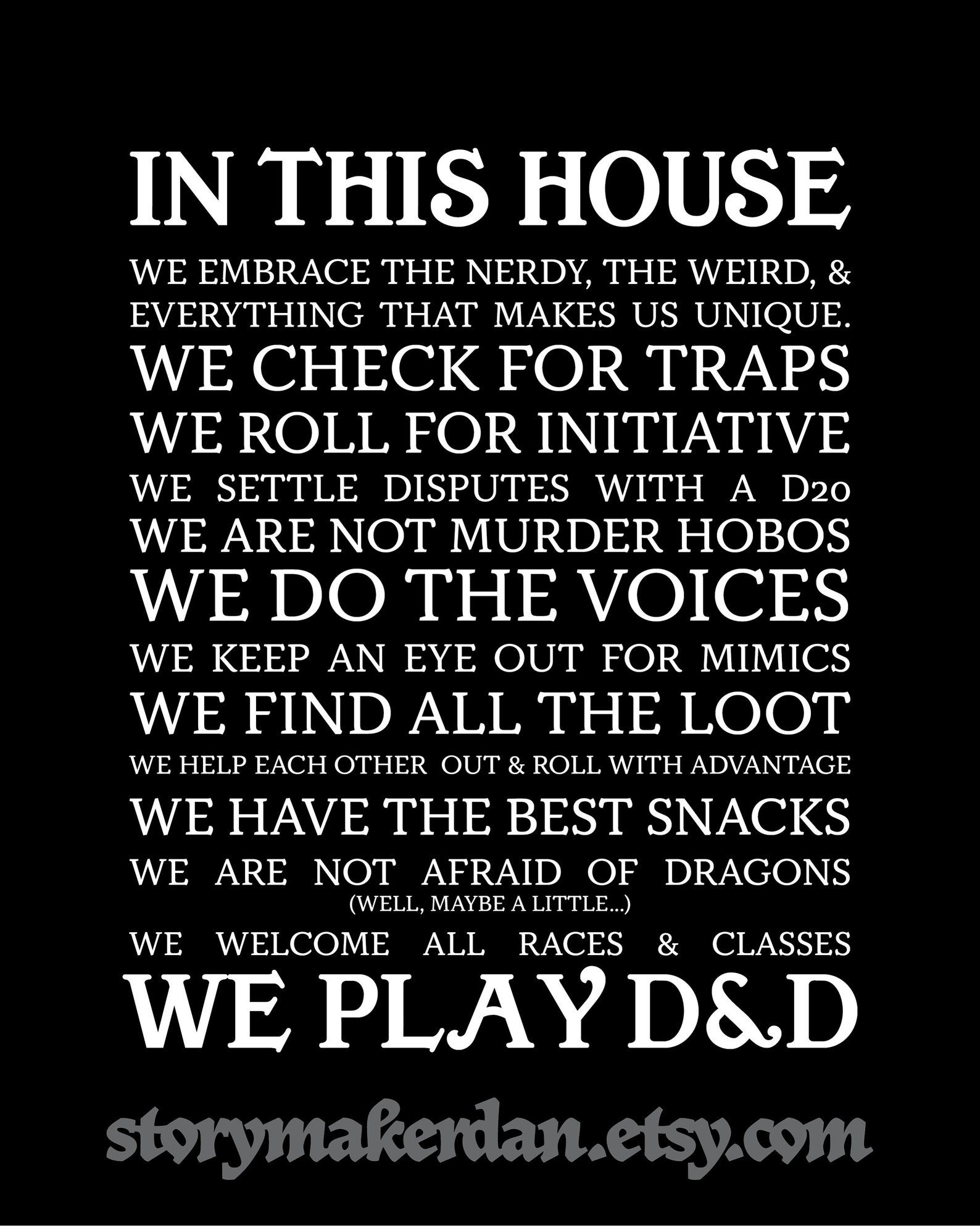 D&D House Rules Printable Etsy