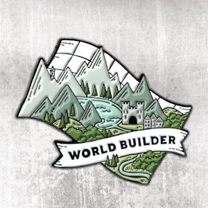 World Builder Enamel Pin COLOR - for writers, crafters, makers, world builders