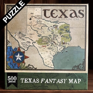 Texas Fantasy Map Puzzle - 500 piece puzzle - map art, RPG map - fantasy gift, geek gifts, nerd gifts, dungeon master gift, puzzle gift