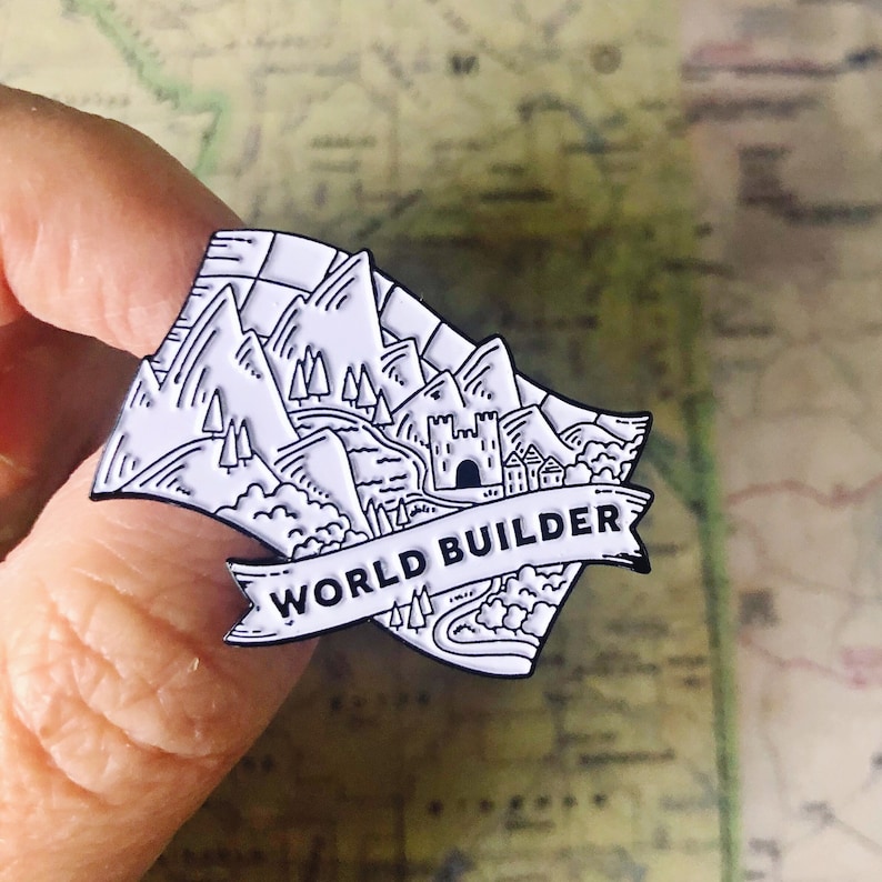 World Builder Enamel Pin for writers crafters makers image 0